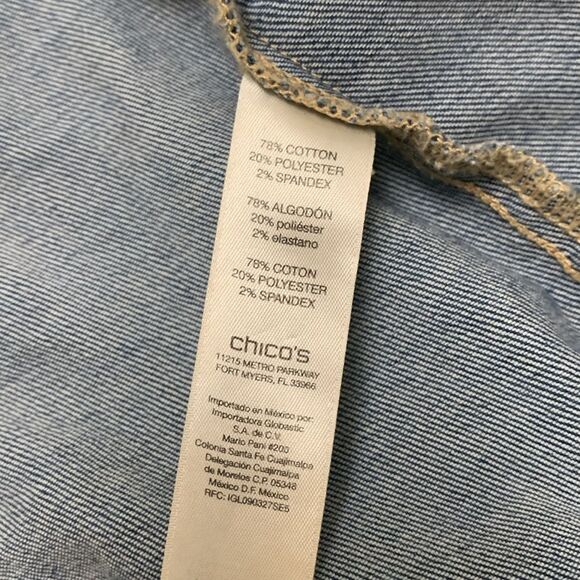 Womens Chico’s Denim Jean Golf Button‎ Down Jacket - Picture 6 of 6